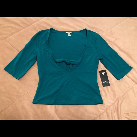 Guess Celina Crop Top Miami Nights Green XS - Picture 2 of 6